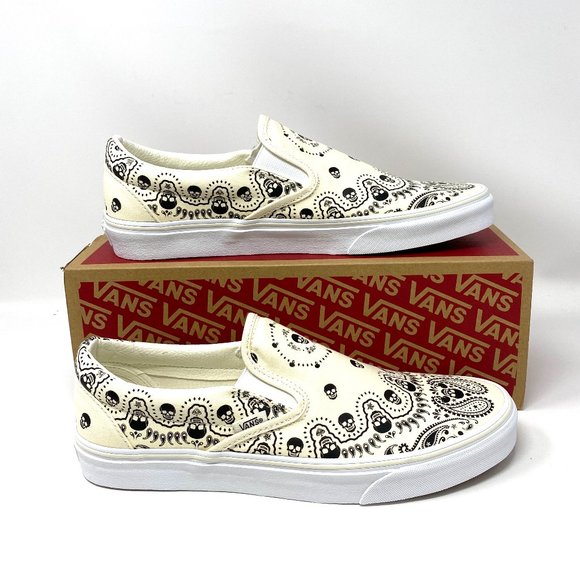 Vans Shoes Black Friday Vans Classic Slip On Skull White Canvas